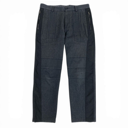 83L22 DOLCE&GABBANA ドルチェアンドガッパーナ イタリア製 パッチワーク ストレッチパンツ テーパード ボトムス メンズ 紳士服 44 ブラック グレーk02i