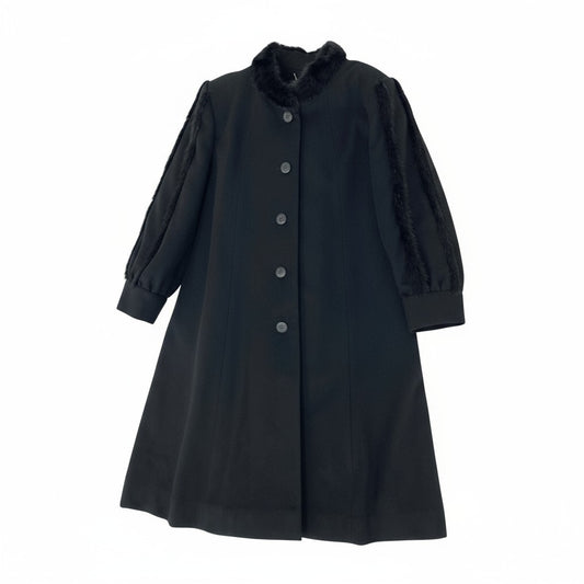 38k16【美品】Crooks＆Castles クルックスアンドキャッスル ウールロングコート カシミヤ カシミア ミンク 13AB3サイズ ブラック レディースu02t