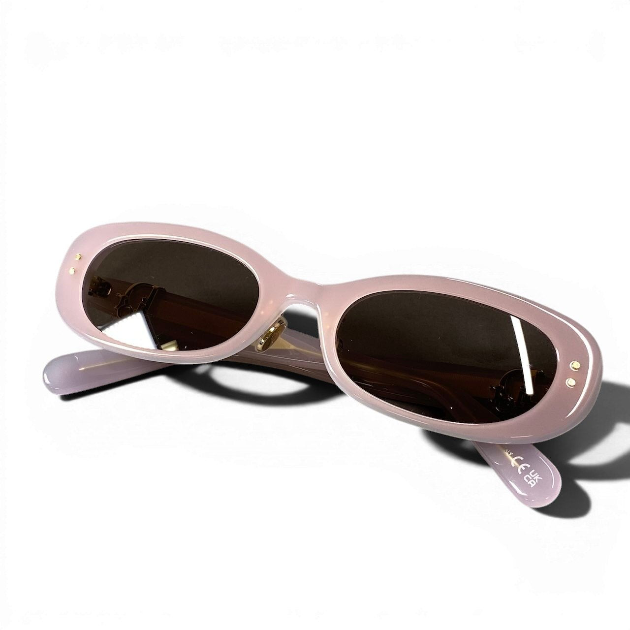 f10 【美品】 Dior Oblique ディオール オブリーク B1F バタフライ オーバル サングラス ゴールド メタルロゴ 40A0 54-20 145 パステルピンク&ブルー レディースta1