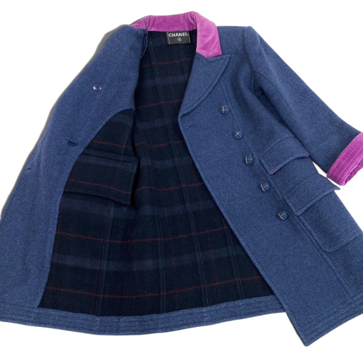 i22 CHANEL シャネル 2007FW カシミヤ ダブルコート Cashmere Blue Coat from FW2007 Ready To Wear Show P32027 ブルーt18r
