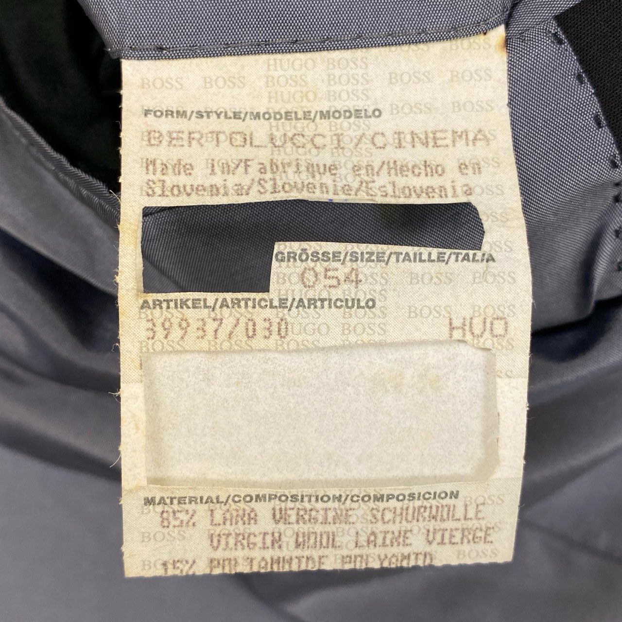 37L23 HUGO BOSS ヒューゴボス スーツセットアップ テーラードジャケット スラックス 二釦 ストライプ 54サイズ ブラック メンズ 男性用o07t