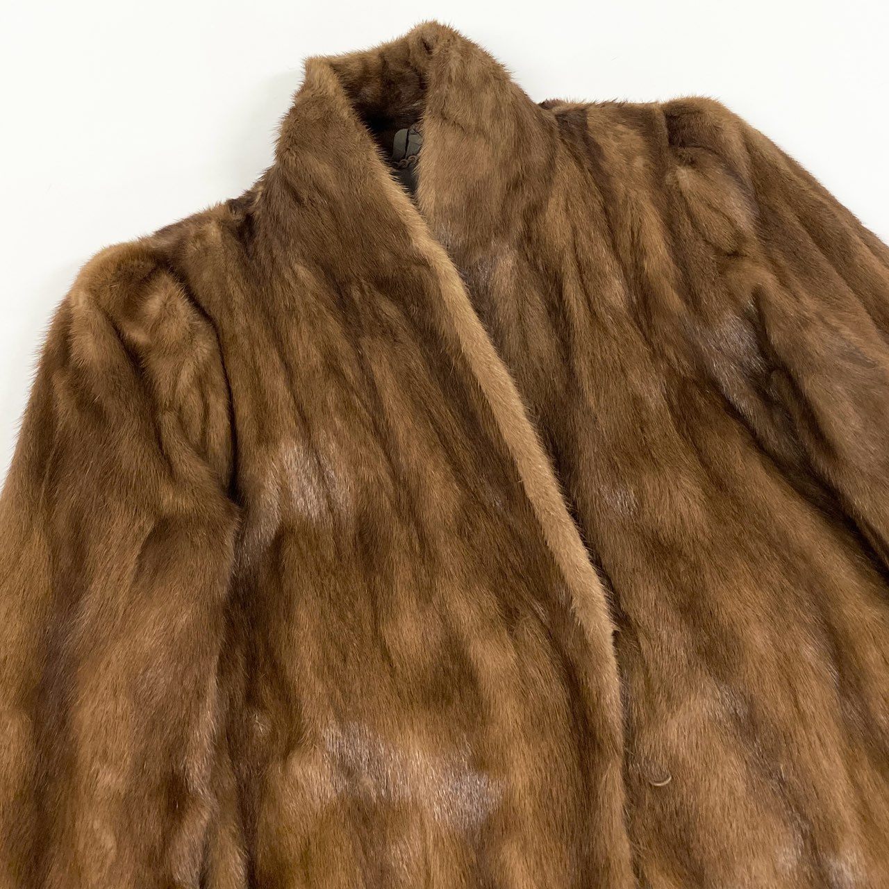 15a16 デミバフミンク ファー ロングコート サイズ11 ブラウン 本毛皮 Mink Fur Long Coat ポケット有t18r
