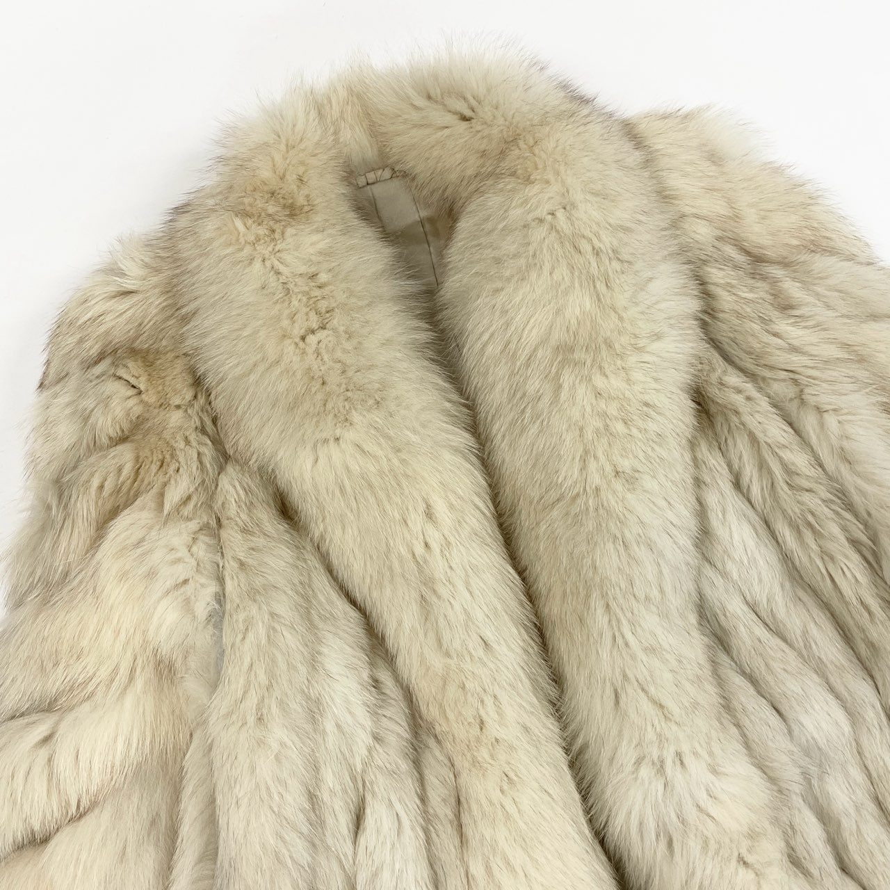 73a21 ブルーフォックス ファーコート サイズF ホワイト 本毛皮 Blue Fox Fur Coat リアルファーt18r