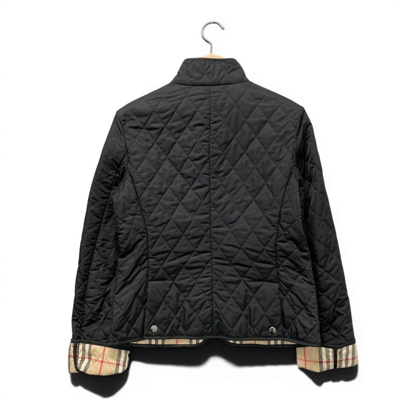 71e18 BURBERRY LONDON バーバリー ノバチェック ダブルジップ キルティングジャケット Mサイズ相当 ブラック ルーマニア製t18r