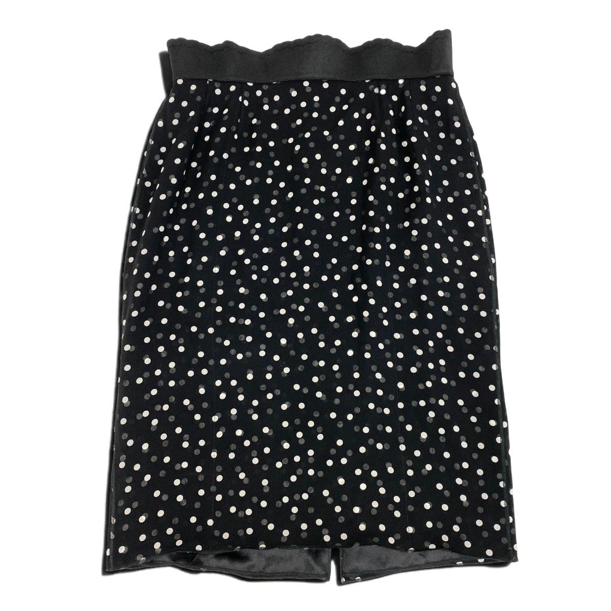 Eh11 DOLCE&GABBANA ドルチェアンドガッパーナ ドット柄 シルクスカート サイズ38 ブラック シルク100％ レディースo07t