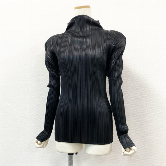 62g18 PLEATS PLEASE プリーツプリーズ 光沢プリント 変形カットソー トップス PP78JK404 サイズ3 ブラック ポリエステル100 レディース 日本製