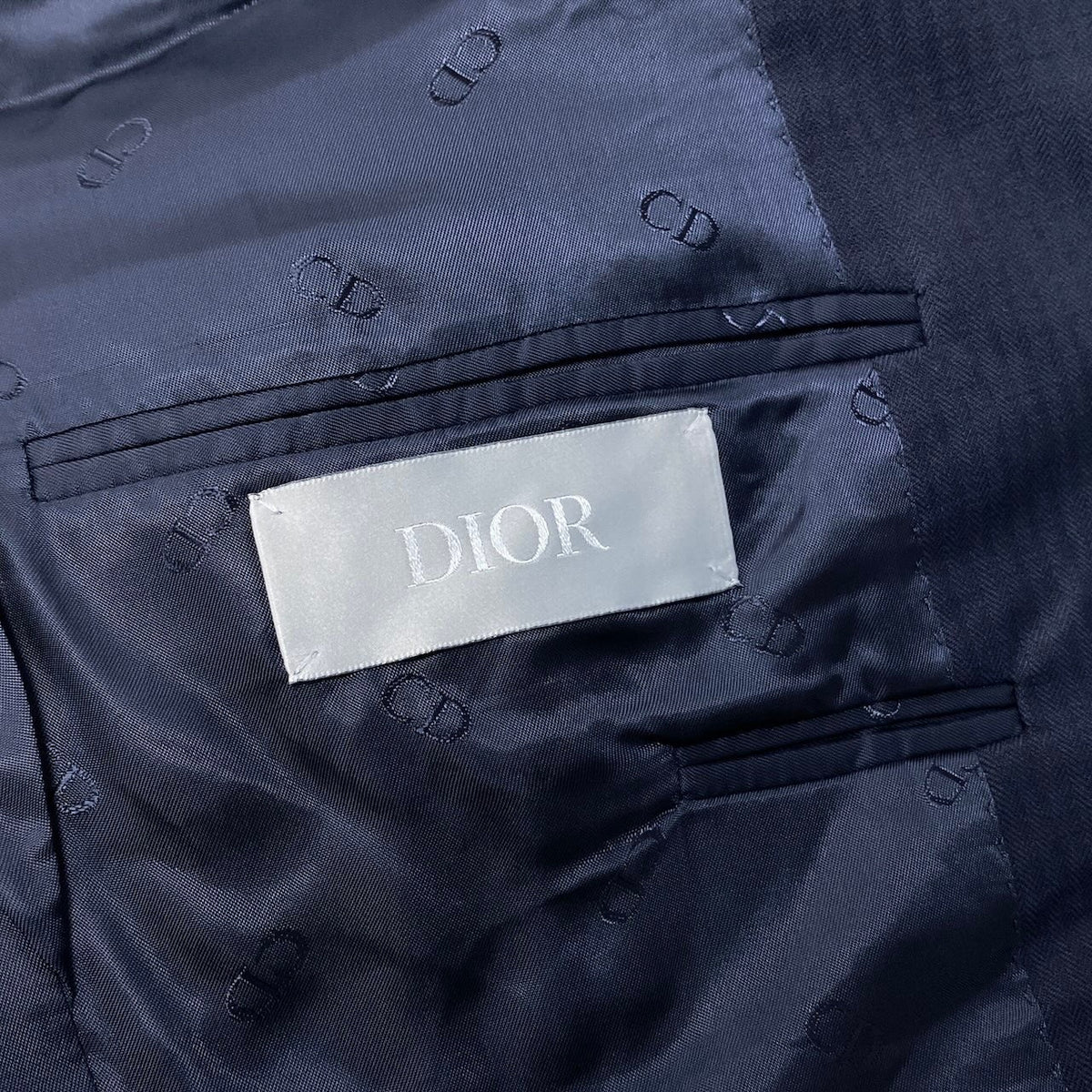 18j16 DIOR ディオール テーラードジャケット シングル 2B サイズ46C ネイビー ウール100％ メンズu02t