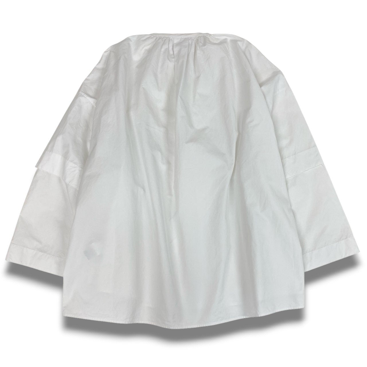 Eb2《美品》 JIL SANDER ジルサンダー ギャザーネック オーバーサイズ シャツ ブラウス トップス JSPP602306 36 ホワイト コットン レディースu02t