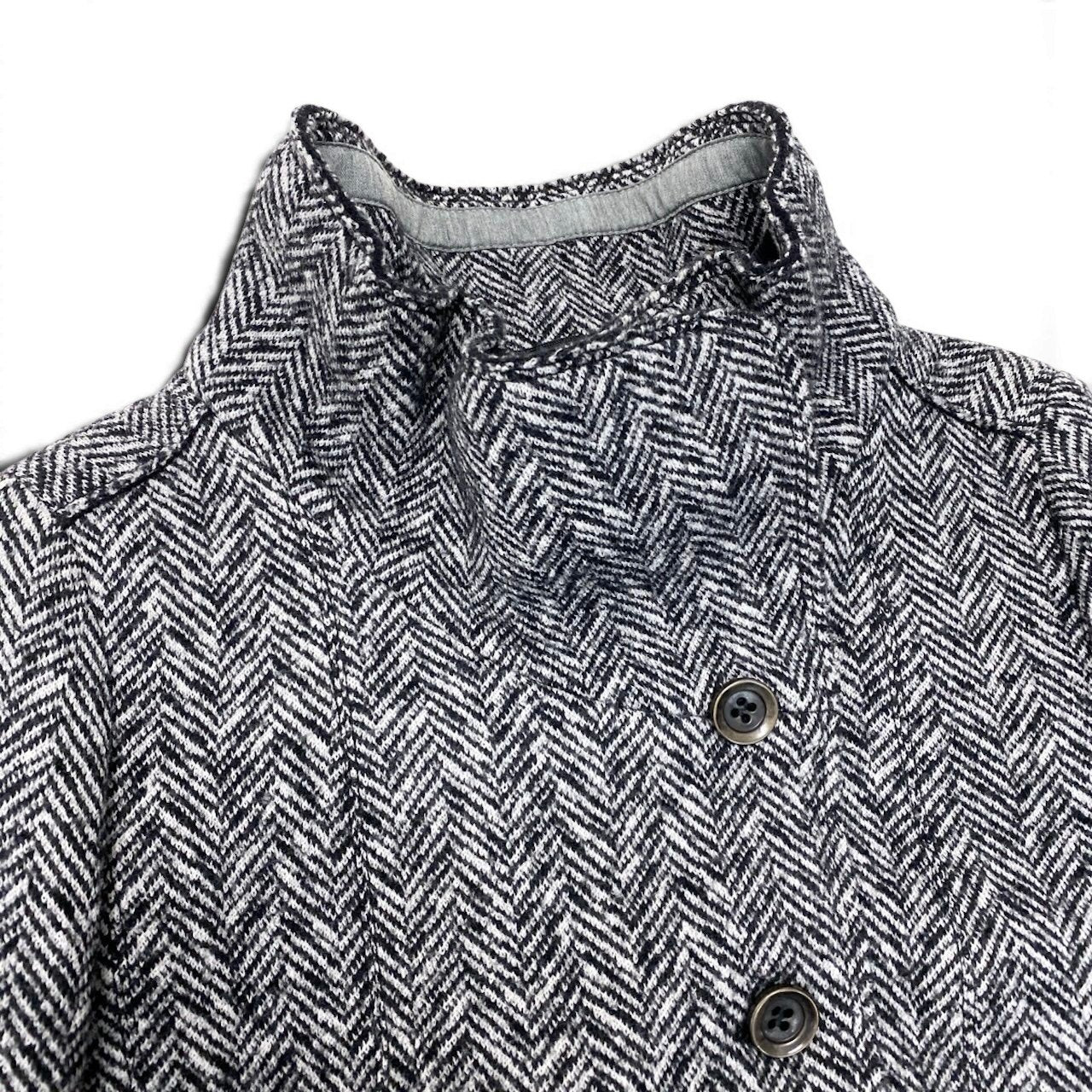 89g20 MaxMara WEEKEND LINE マックスマーラ ウィークエンドライン ヘリンボーン スタンドカラージャケット ショートコート サイズ38 ブラック ホワイト レディース女性用u02t