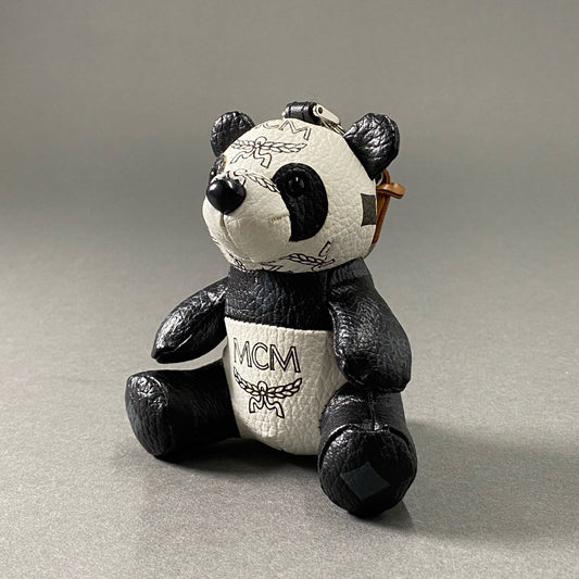 Pf23 MCM エムシーエム PANDA CHARM パンダ チャーム キーホルダー ホワイト ブラック レザー