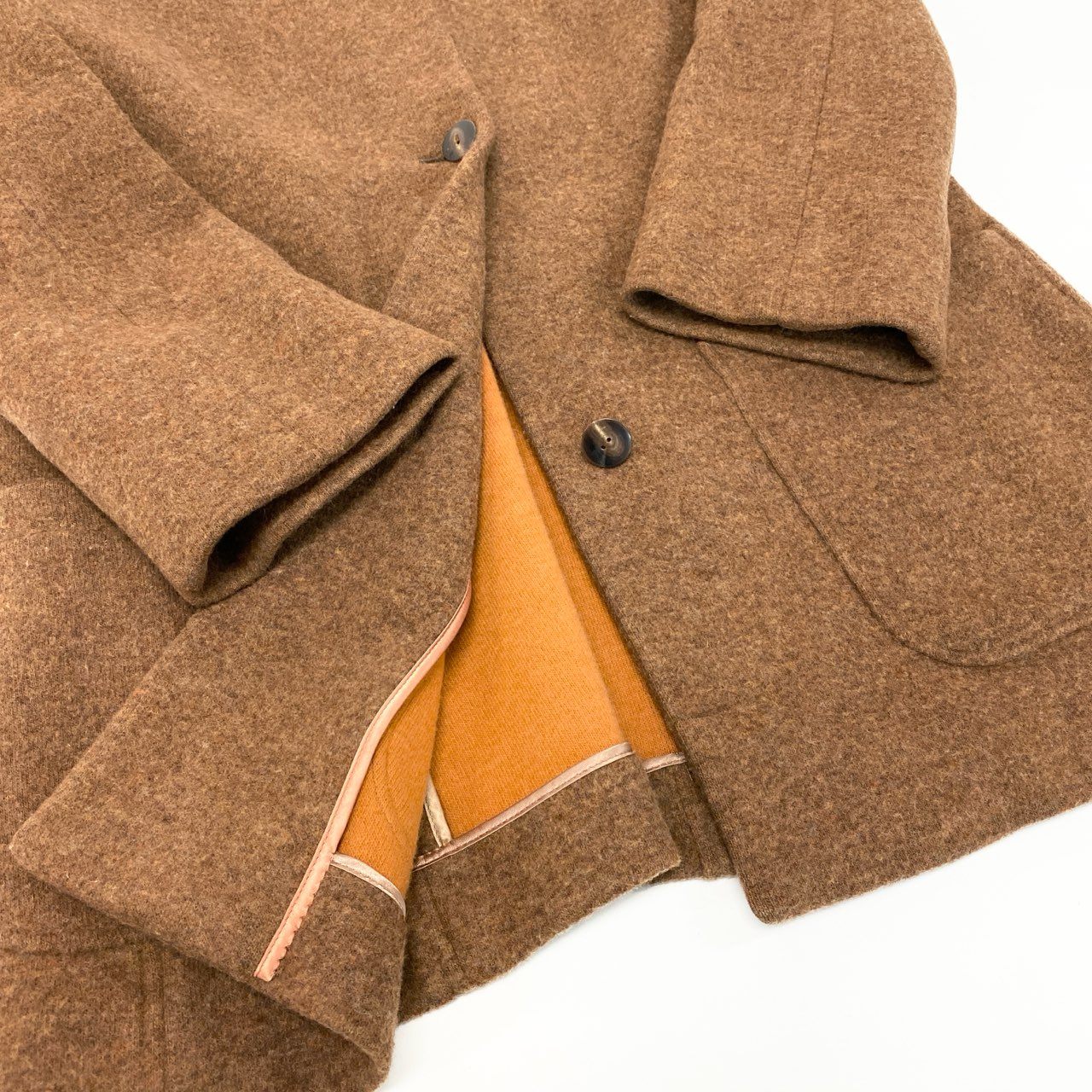 36k28 Aquascutum OF LONDON アクアスキュータム 英国製 チェスターコート 縮絨ウール アンゴラ混  10REG ブラウン レディース 女性用u02t