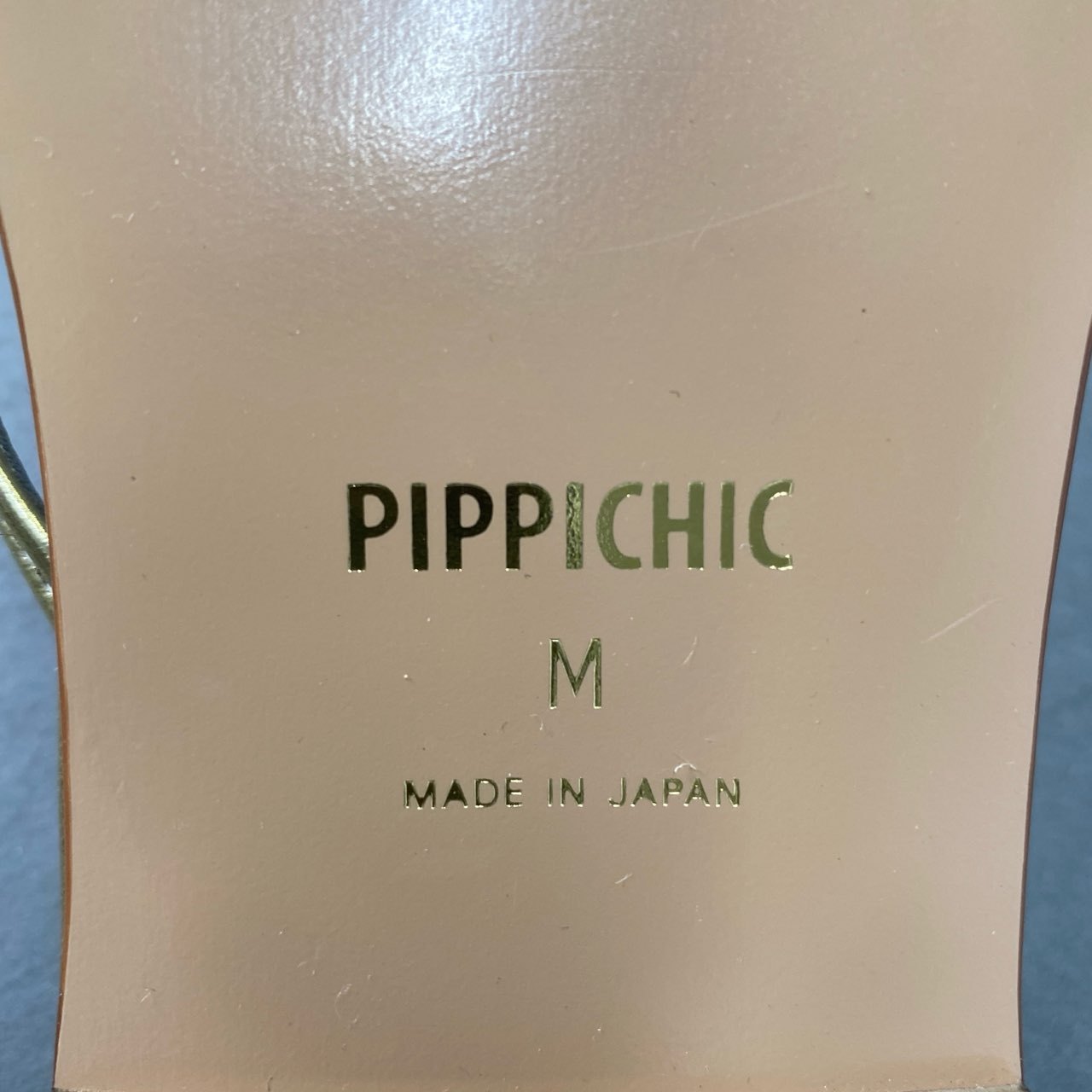 5f28 《美品》 PIPPICHIC ピッピシック チェーン レザーフラットサンダル M ゴールド leather 日本製 シューズ