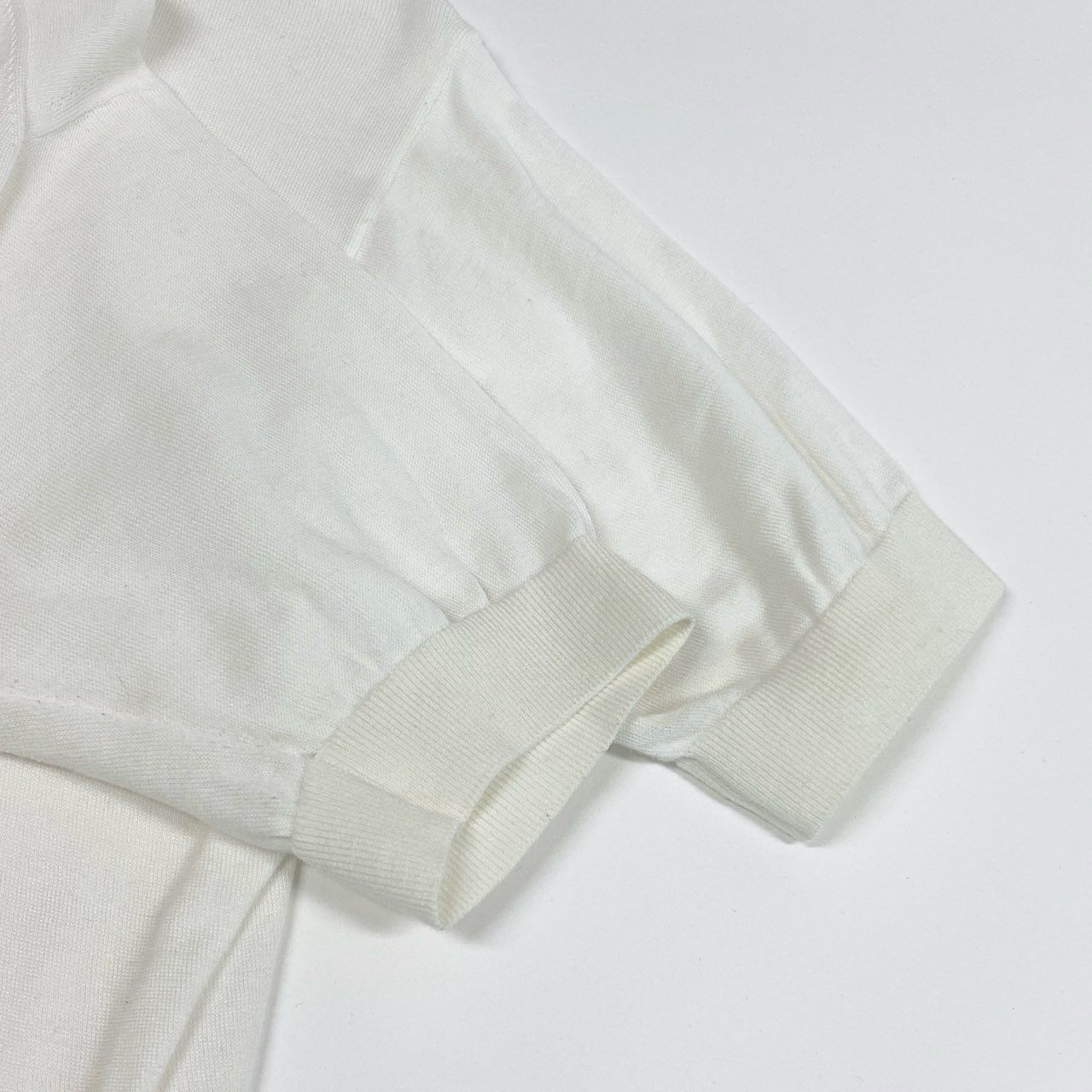 12a23 Christian Dior クリスチャンディオール 半袖ニット サマーセーター トップス エンブレム刺繍 M ホワイト コットン レディースu02t