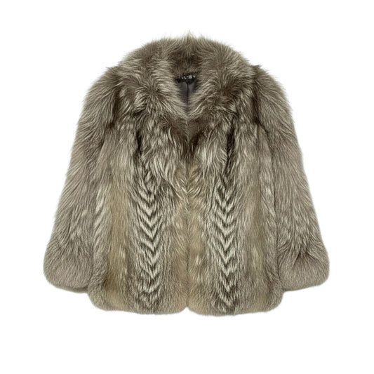 18a16 シルバーフォックス ファーコート サイズ9 茶系 本毛皮 Silver Fox Fur Coat ポケット有t18r