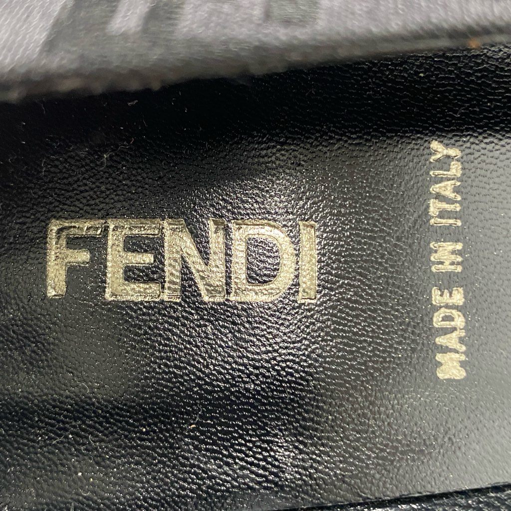 9f13 《美品》 FENDI フェンディ ズッカ柄 チャンキーヒール パンプス 36 ブラック レッド キャンバス イタリア製 シューズ