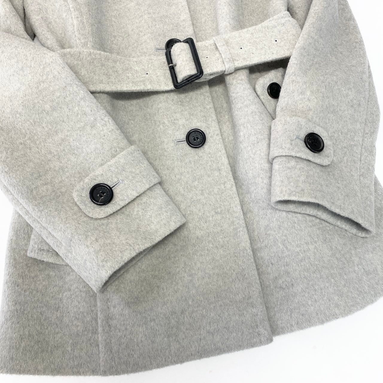 23e7 BURBERRY LONDON バーバリー ステンカラーコート ミドル丈 ウエストベルト付 ウールアンゴラ混 アウター サイズ38 グレー レディース 女性服u02t