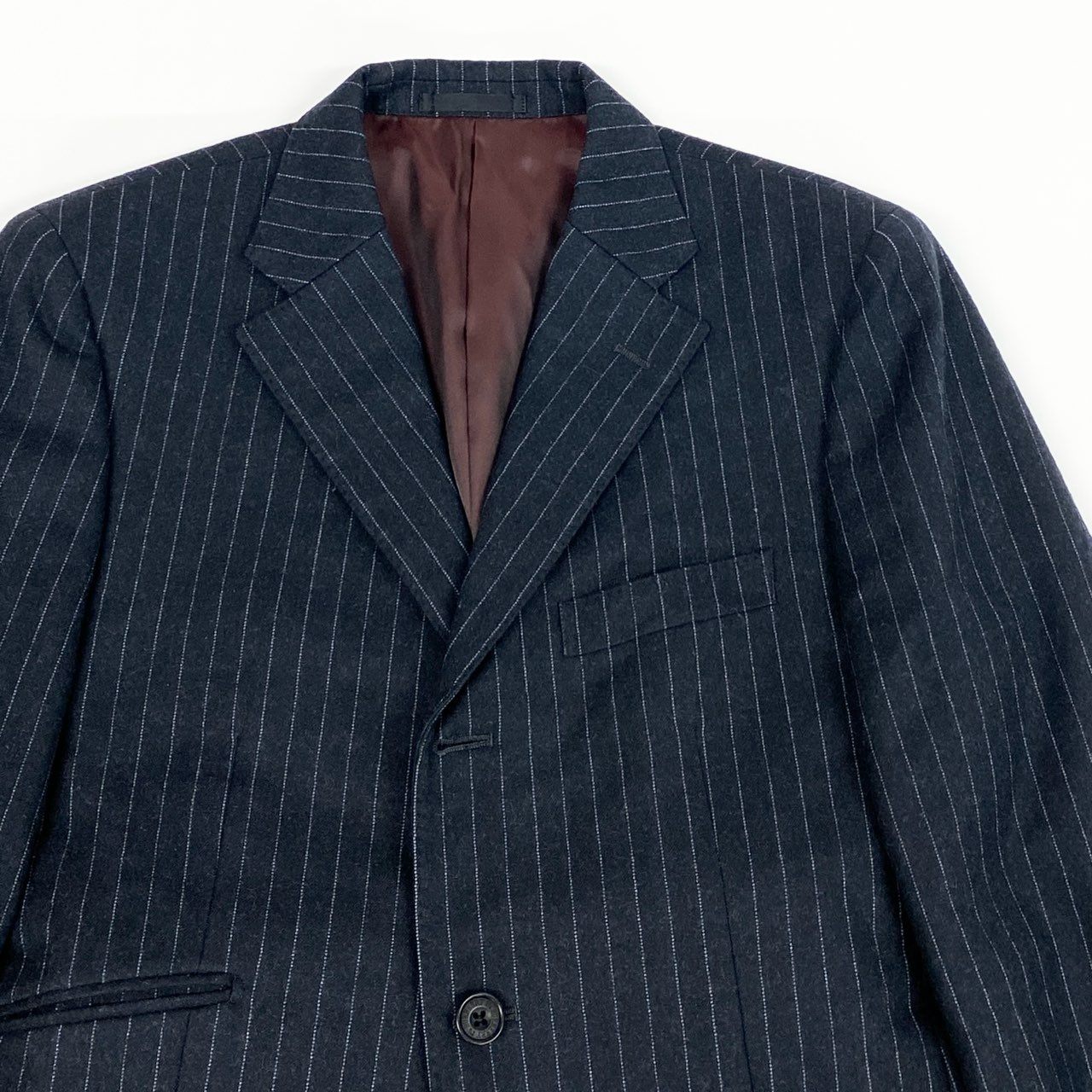 39d14 BURBERRY BLACK LABEL バーバリー ブラックレーベル ストライプスーツ セットアップ サイズ82-76-170 ブラック フォーマルt18r