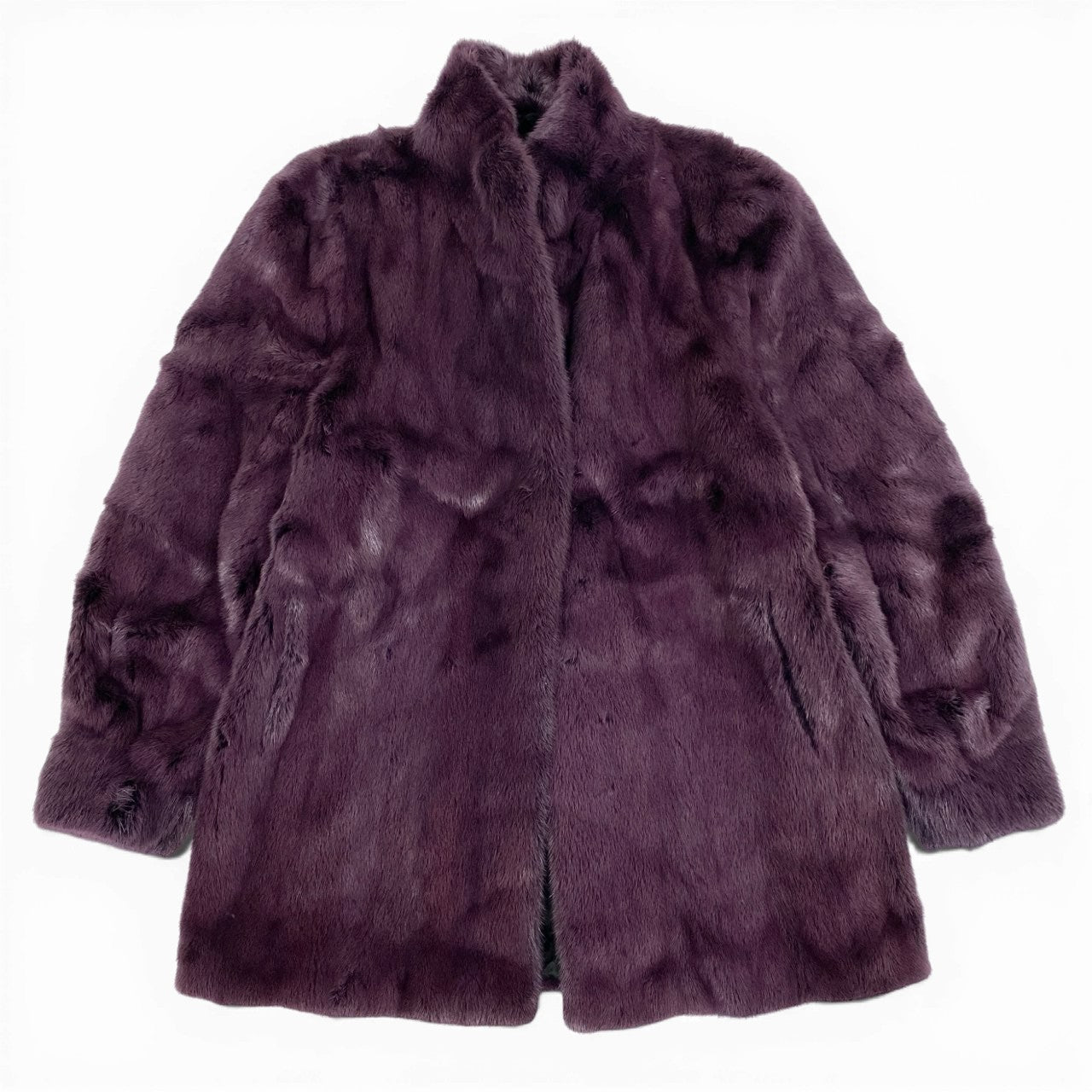72a27 染めミンクファー ロングコート サイズF パープル 本毛皮 Purple Mink Fur Long Coat レアカラーt18r