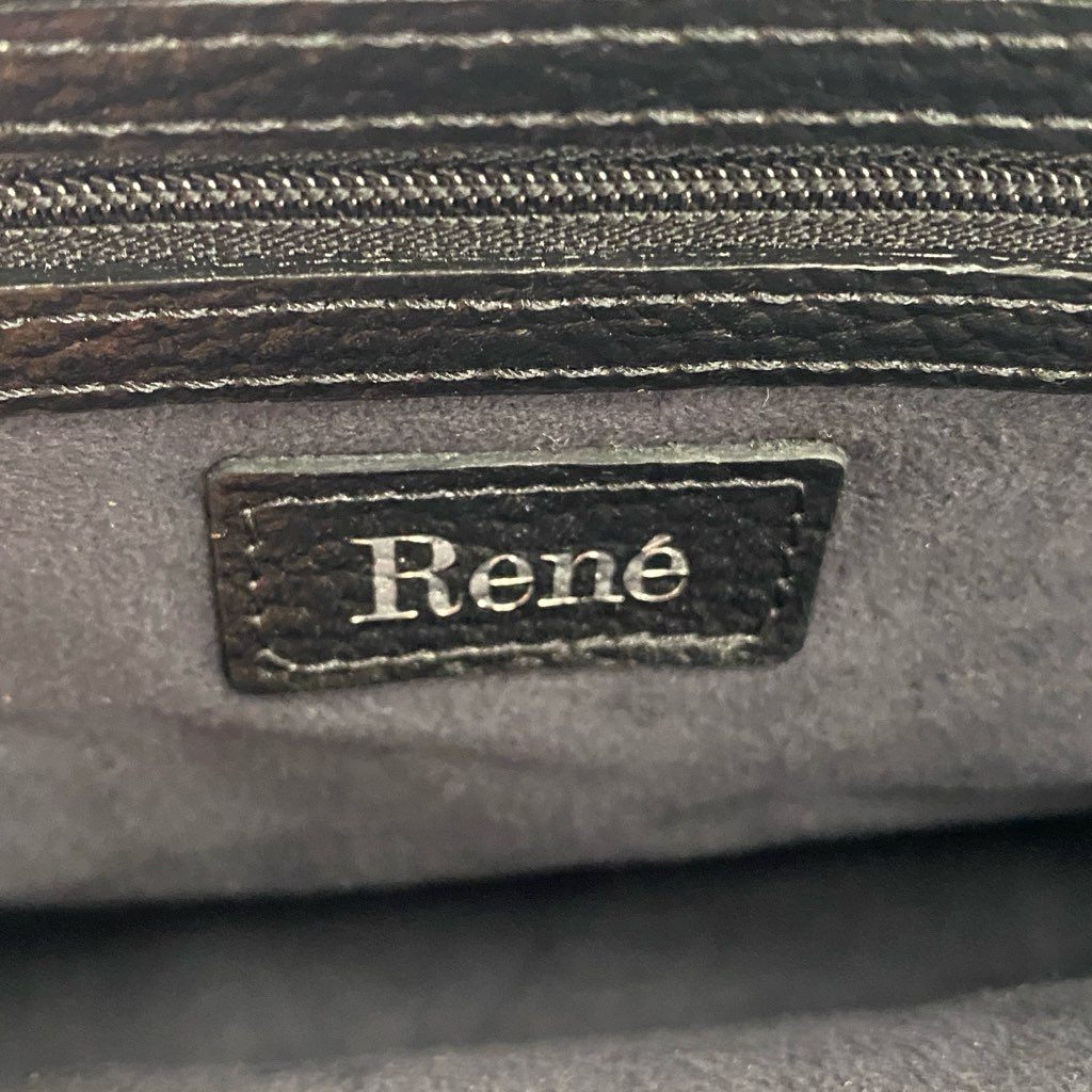 78f8 《未使用》 定価42.000円 Rene ルネ ハンドバッグ ブラック レザー×デニム レディース 女性用