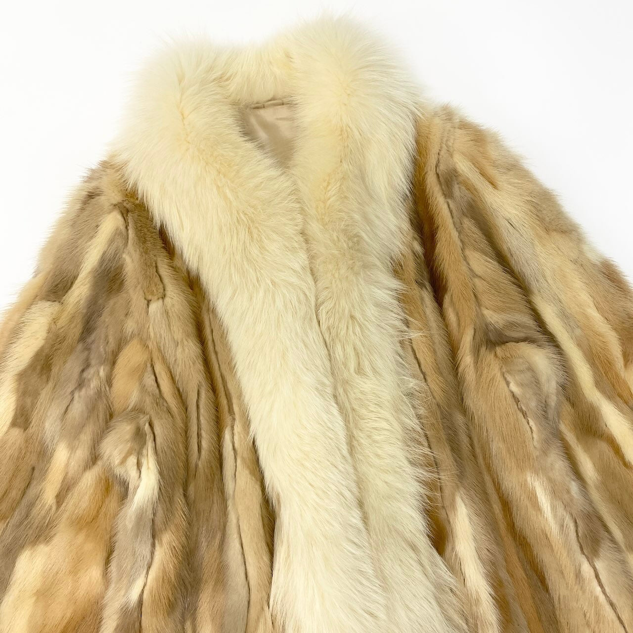 32d2 Catherine J.Guilbert フォックス×ミンク ファーコート 毛皮コートジャケット アウター アイボリー フォックス ミンク レディース 女性用k02i