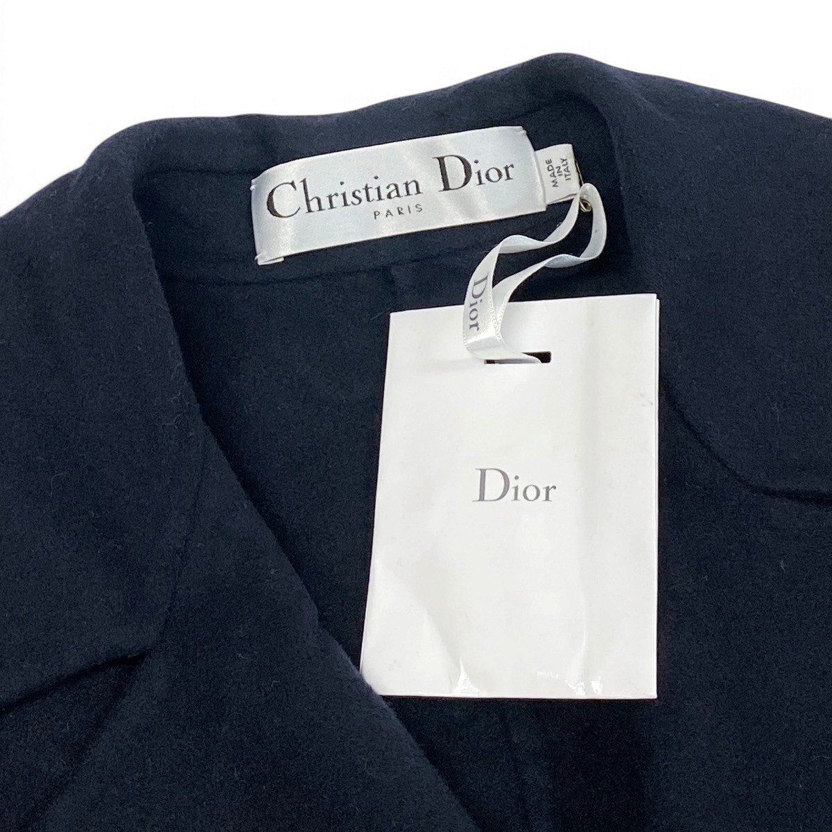 j9 【極美品】Christian Dior ダブルコート カシミヤロングコート 40サイズ ダークネイビー カシミヤ100％ レディース 女性用k02i
