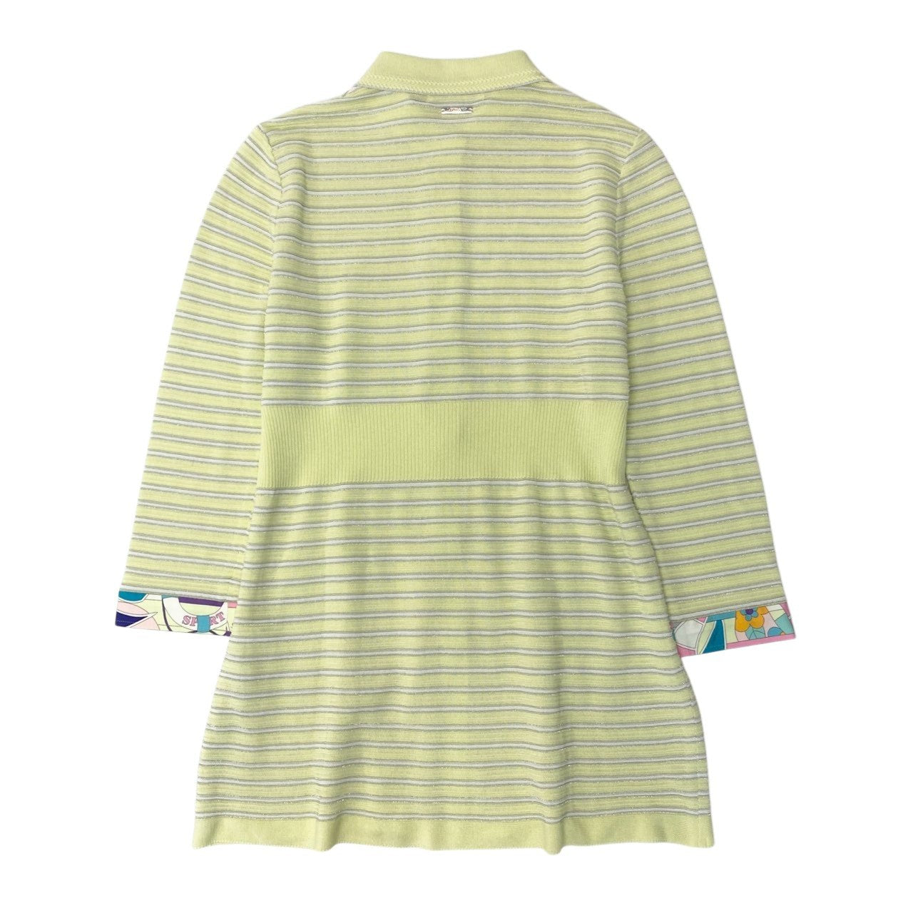 31b6 LEONARD レオナール ポロニット ペプラム ボーダー ビジュー 40 イエロー レディース 女性用u02t