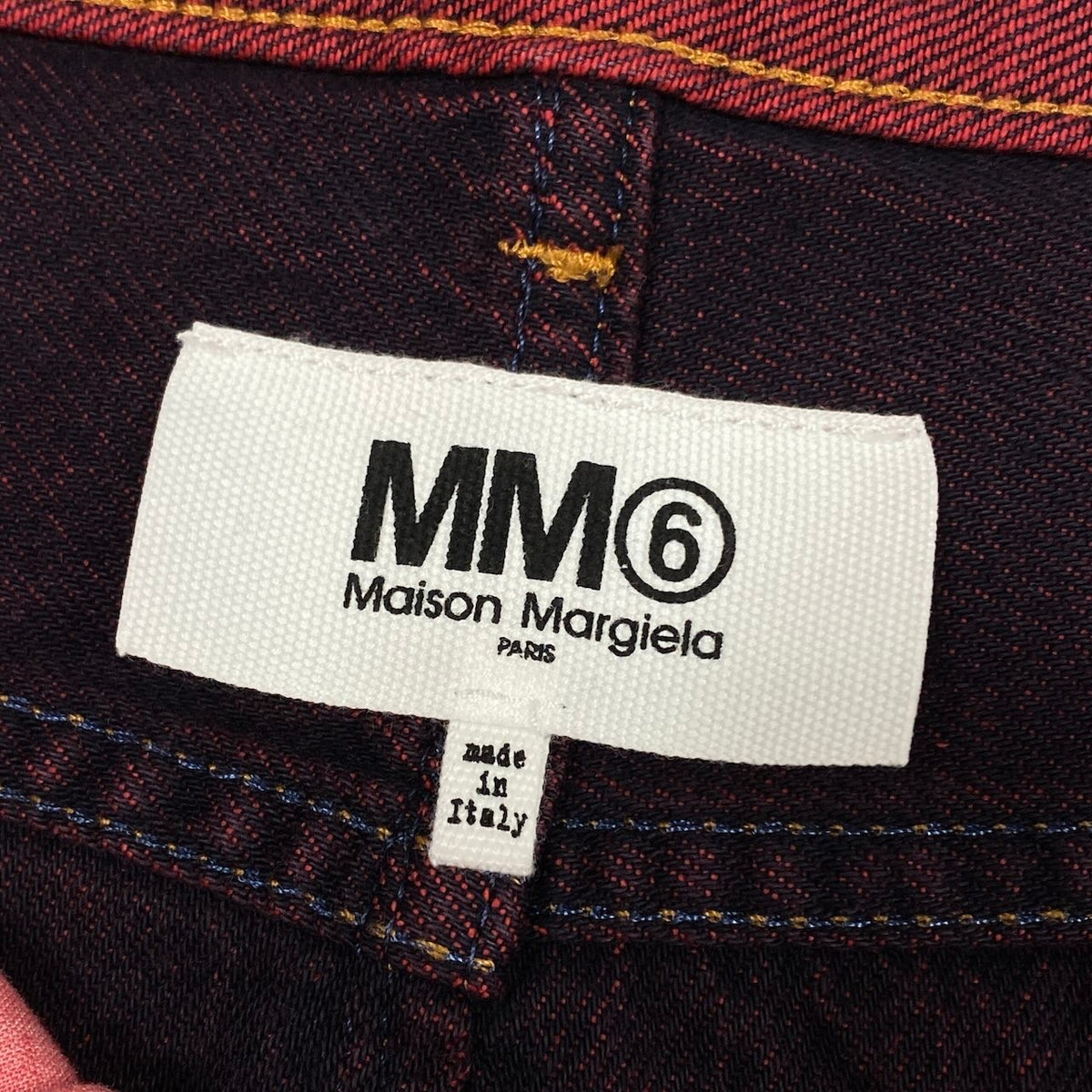 i18 【美品】MM6 MAISON MARGIELA デニムスカート スリットスカート イタリア製 40サイズ バーガンディー コットン100％ レディース 女性用u02t