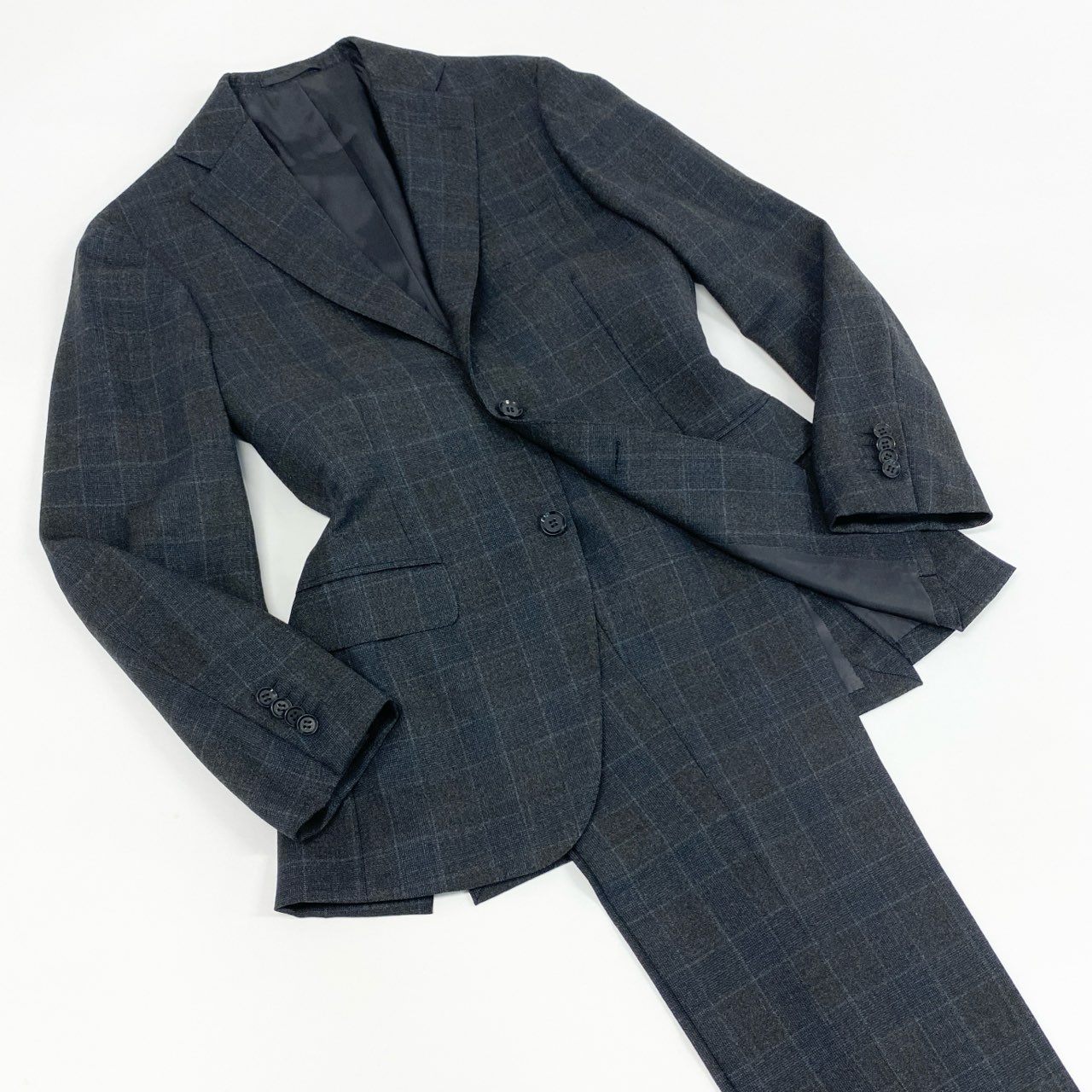 87f24 《美品》 RING JACKET リングヂャケット × guji グジ セットアップ スーツ 42 グレー Carlo Barbera カルロバルベラ フォーマル ビジネス