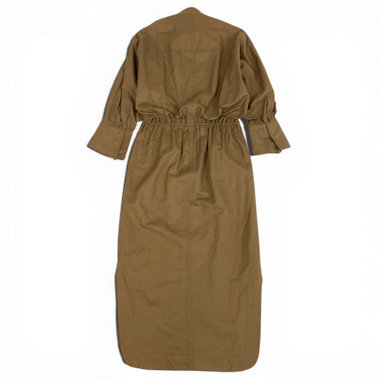 37L23 Mame Kurogouchi マメ クロゴウチ コットンダブルクロスドレス 長袖ワンピース 21AW 日本製 MM21PF-DR712 2サイズ ブラウン コットン100％ レディースo07t