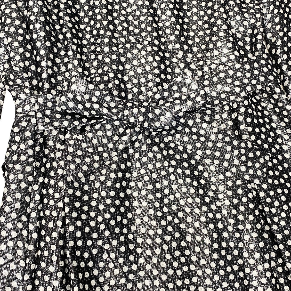 28f15 Christian Dior クリスチャンディオール ロングワンピース ウエストリボン ドット柄 11サイズ ブラック ホワイト レディース 女性用u02t