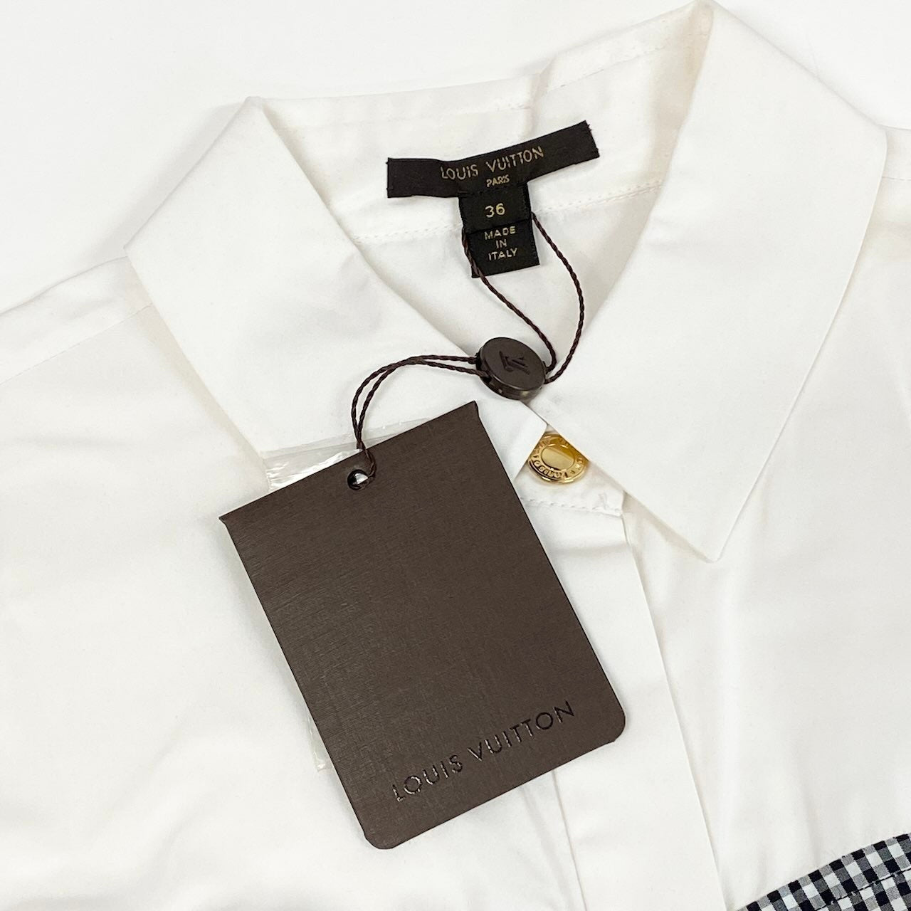 Ic31 《未使用品》 LOUIS VUITTON ルイヴィトン Aライン ギンガムチェックワンピース A line Check Dress サイズ36 ホワイト ブラック タグ付t18r