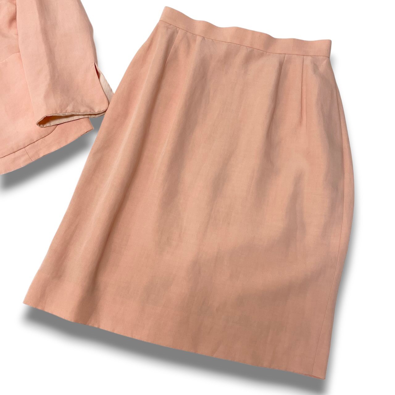 15c24 Mademoiselle Dior マドモアゼル ディオール スカートセットアップ ジャケット タイトスカート 丸襟 Sサイズ ピンク系 レディース 女性用o07t