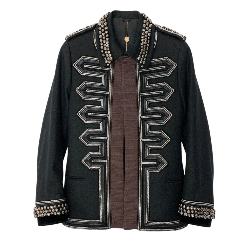 81e27【デッドストック】GUCCI グッチ 2008AW ランウェイ着 スタッズ チェーン装飾 ナポレオンジャケット サイズ44 フリーダ ジャンニーニ期 フォールコレクション ミリタリー フサールジャケット Archive k02i