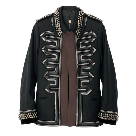 81e27【デッドストック】GUCCI グッチ 2008AW ランウェイ着 スタッズ チェーン装飾 ナポレオンジャケット サイズ44 フリーダ ジャンニーニ期 フォールコレクション ミリタリー フサールジャケット Archive k02i