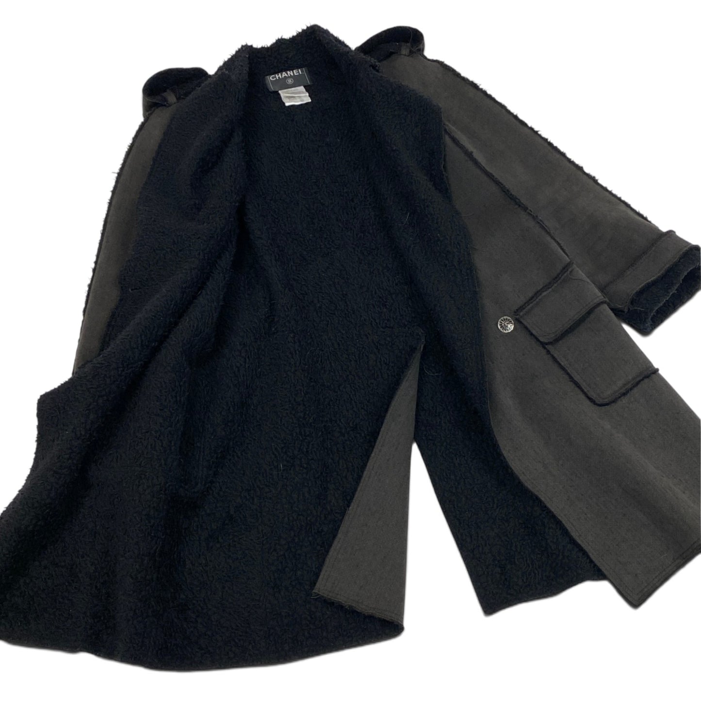 Ch28 CHANEL シャネル 06A ココボタン カットオフ トレンチコート 06A Frayed-Edge Trench Coat P29495 size 38 ダークグレーt18r