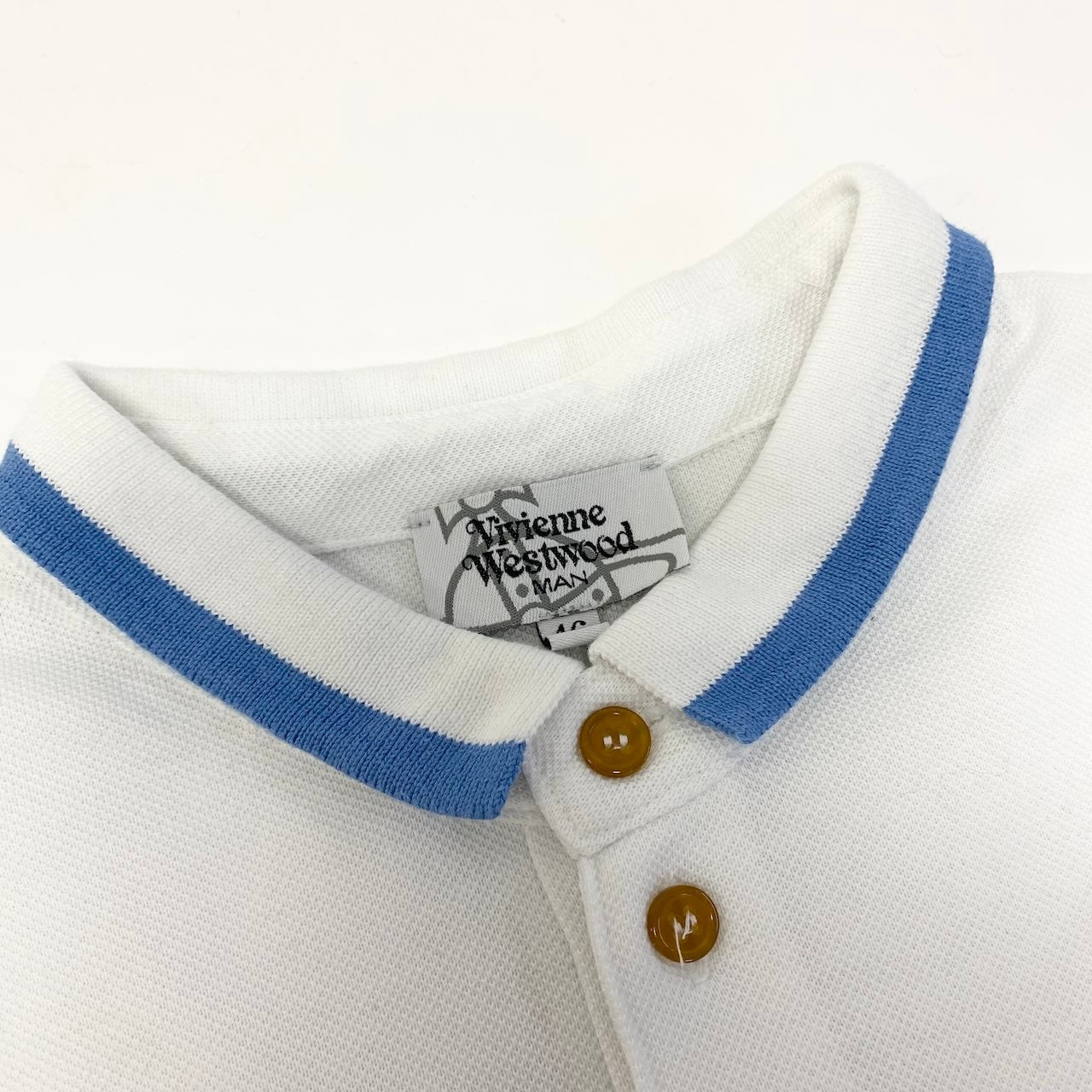 20d30 VivienneWestWood MAN ヴィヴィアンウエストウッドマン ロゴ刺繡 半袖ポロシャツ コットンシャツ サイズ46 ホワイト コットン100％ メンズ 紳士服u02t