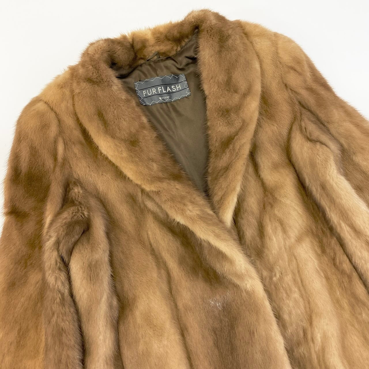 48c18 FUR FLASH パステルミンク ファーコート サイズ11 茶系 本毛皮 Pastel Mink Fur Coat 毛質◎t18r