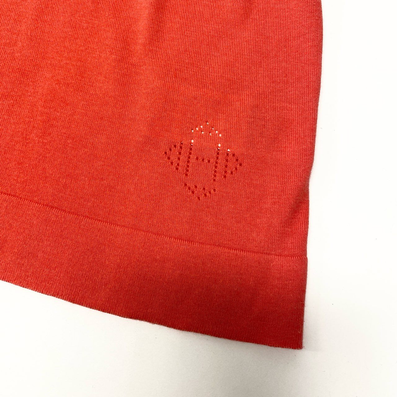 Ec5 HERMES エルメス Hロゴ コットンシルク 半袖ニット トップス サイズ36 コーラル レディースk02i