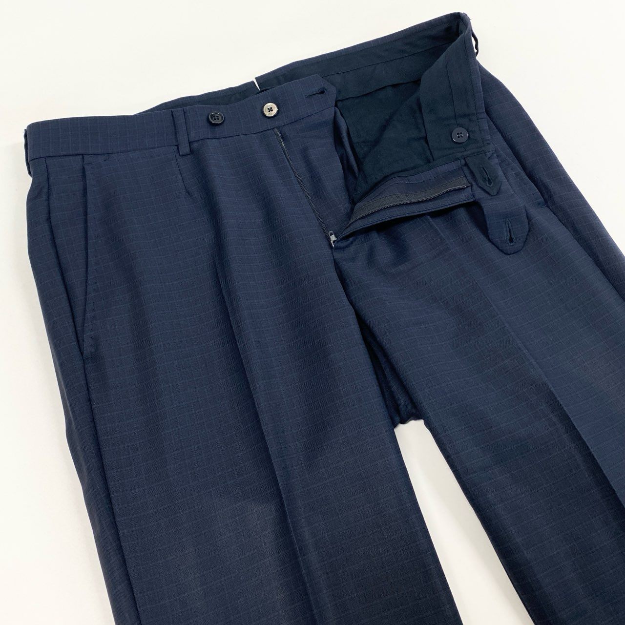 75f27 【美品】2022SS Ermenegildo Zegna エルメネジルドゼニア TOROFEO トロフェオ 2B シングルスーツ セットアップ ネイビー チェック サイズ7-46C メンズ ドレススーツ