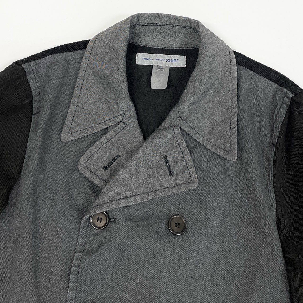 7i25 《美品》COMME des GARCONS SHIRT コムデギャルソン シャツ ダブルブレスト ピーコート 切替ジャケット 異素材 W24163 XSサイズ マルチカラー メンズk02i