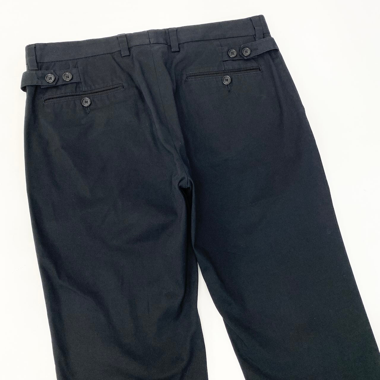 80e6 DOLCE&GABBANA ドルチェアンドガッバーナ ブランドロゴテープ ロングパンツ スラックスパンツ 伸縮ストレッチ サイズ48 ブラック メンズ 紳士服u02t