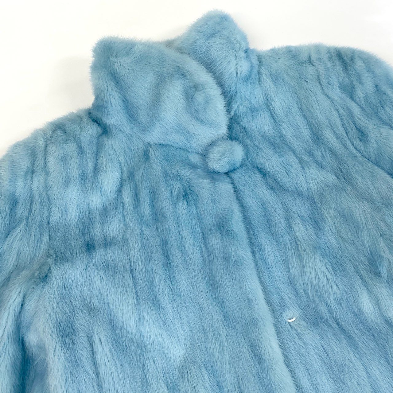9k2《超希少》 最高級毛皮 ミンク ロングコート 96cm ライトブルー 水色 裾ウェーブ リアルファー MINK FUR 毛並み◎ 毛質◎t18r