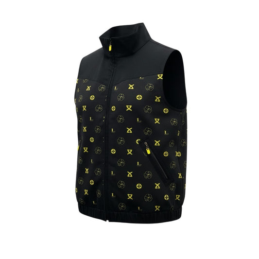 50b13 【極美品】LEONARD SPORT レオナール スポーツ ジップアップメッシュベスト ハイネックジャケットベスト トップス 0551841 42サイズ ブラック イエロー ポリエステル100％ レディース 女性用u02t