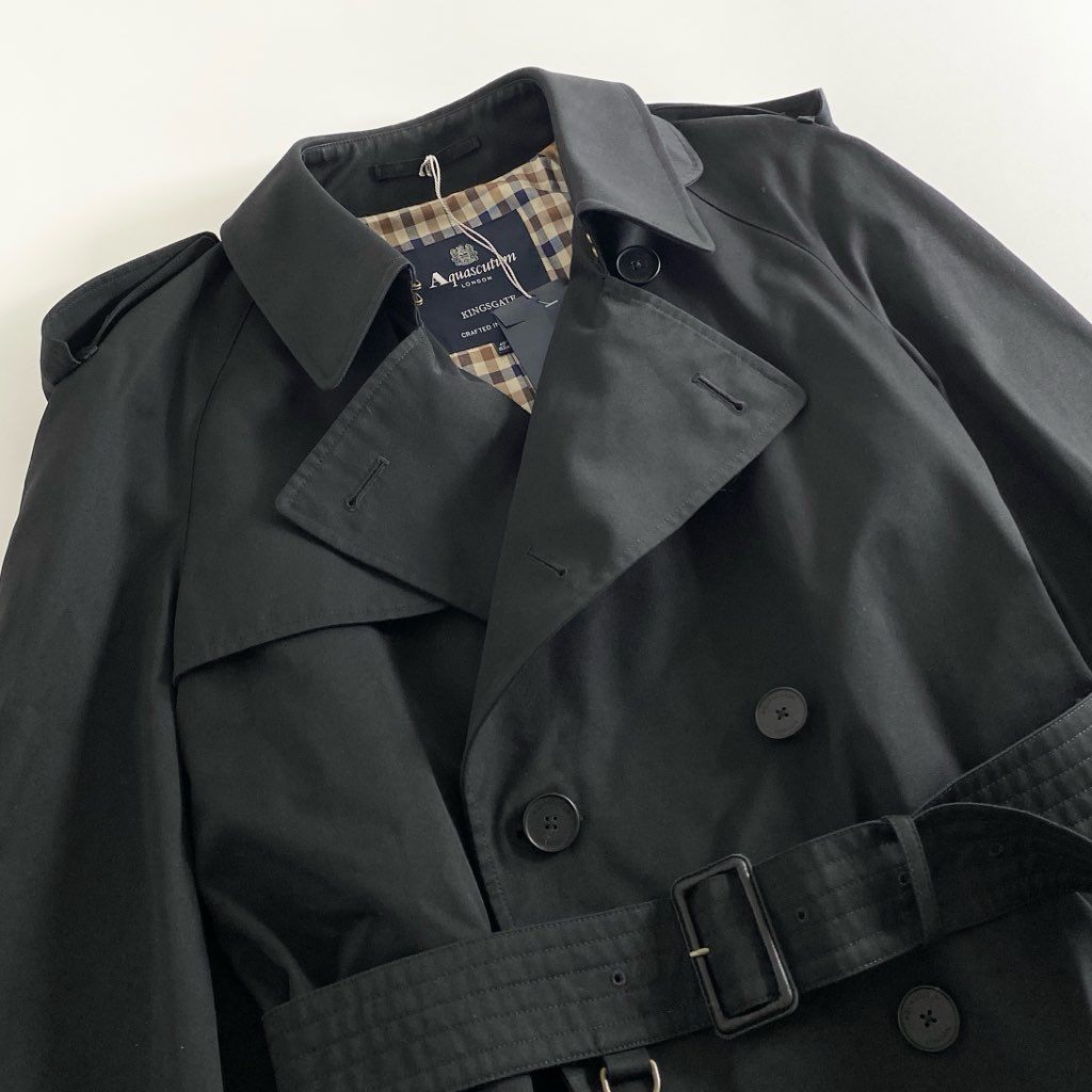 10e3 【タグ付き】　英国製 定価190,000円 Aquascutum アクアスキュータム KINGSGATE キングスゲート トレンチコート 226 9451 152 サイズ40 ネイビー メンズ 紳士 アウター