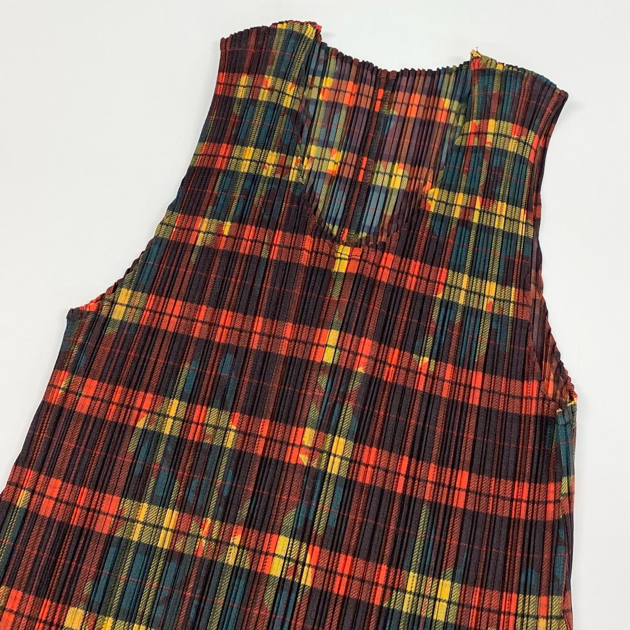 Ad12 PLEATS PLEASE プリーツプリーズ タータンチェック ノースリーブワンピース プリーツワンピース サイズ1 マルチカラー レディースta1