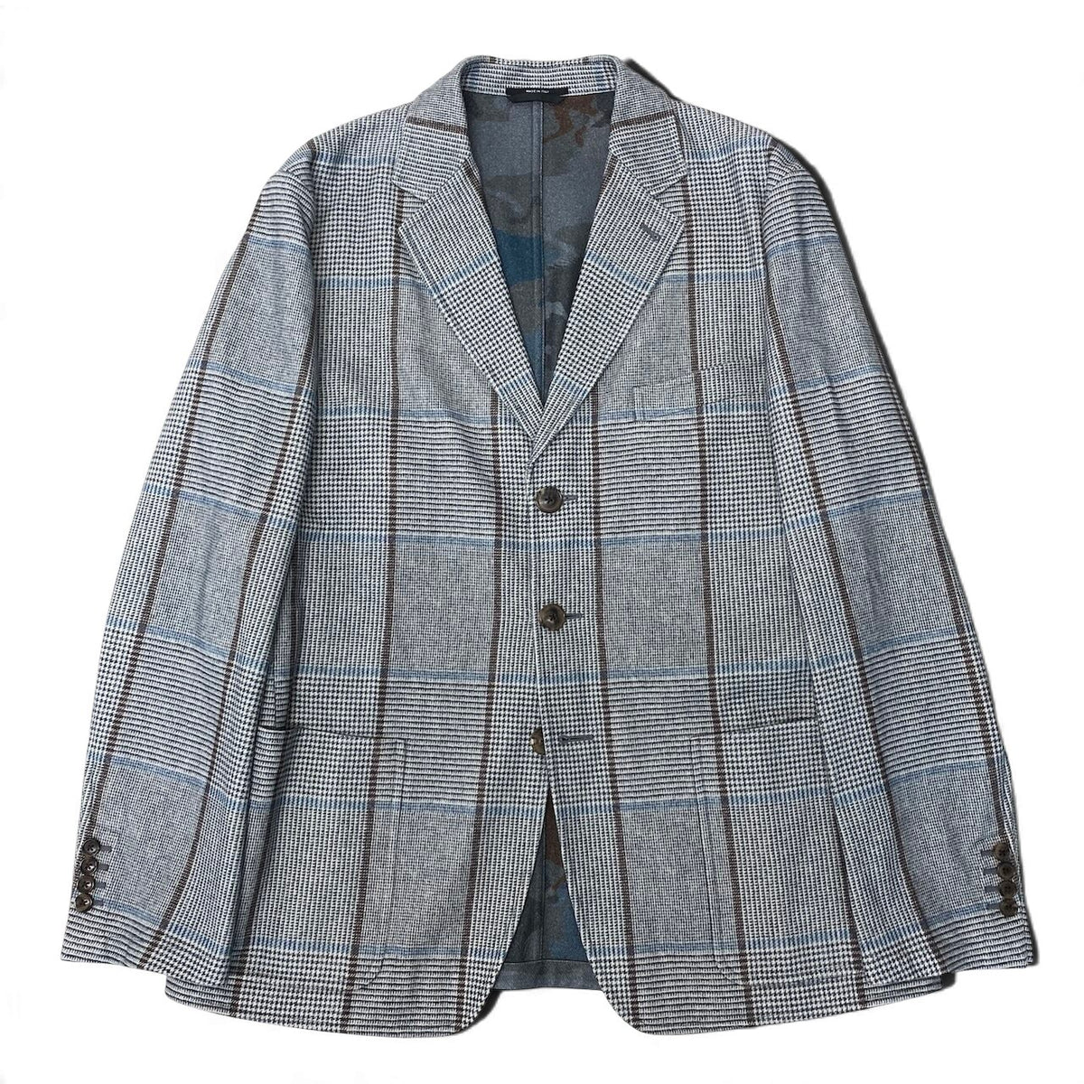 28j16 【極美品】 HERMES エルメス 20年 テーラードジャケット アンコンジャケット グレンチェック サイズ52 グレー系 メンズ 紳士服u02t