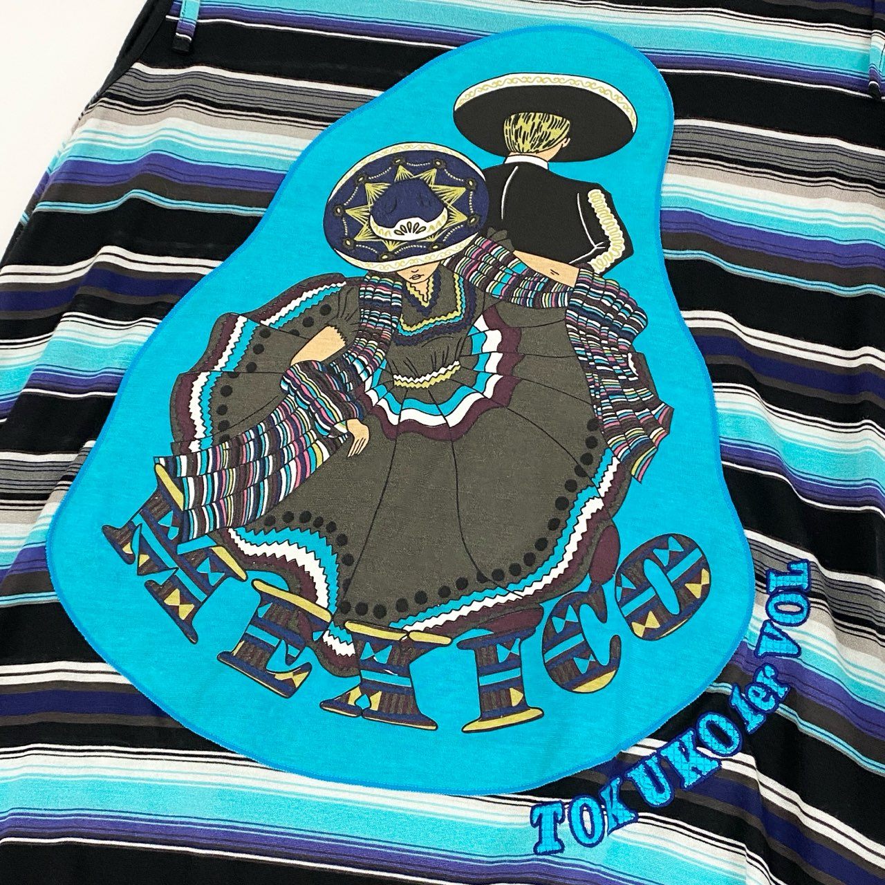 2k19 TOKUKO 1er VOL トクコプルミエヴォル ノースリーブワンピース ロングワンピース 裾変形デザイン ボーダー 9 ブルー系 レディースu02t