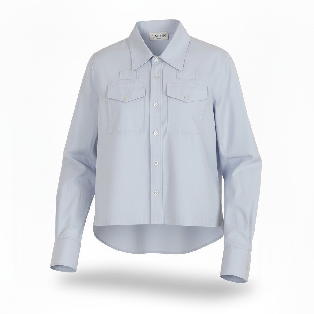 Mc2 LANVIN PARIS ランバン  デザインオーバーシャツ 長袖シャツ フリーサイズ サックスブルー メンズ トップスta1