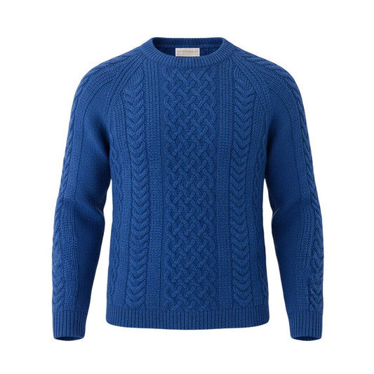 30f22 INVERALLAN インバーランド ケーブルニットトップ セーター サイズ ブルー Pure New Wool HAND KNITTERS LIMITEDt18r
