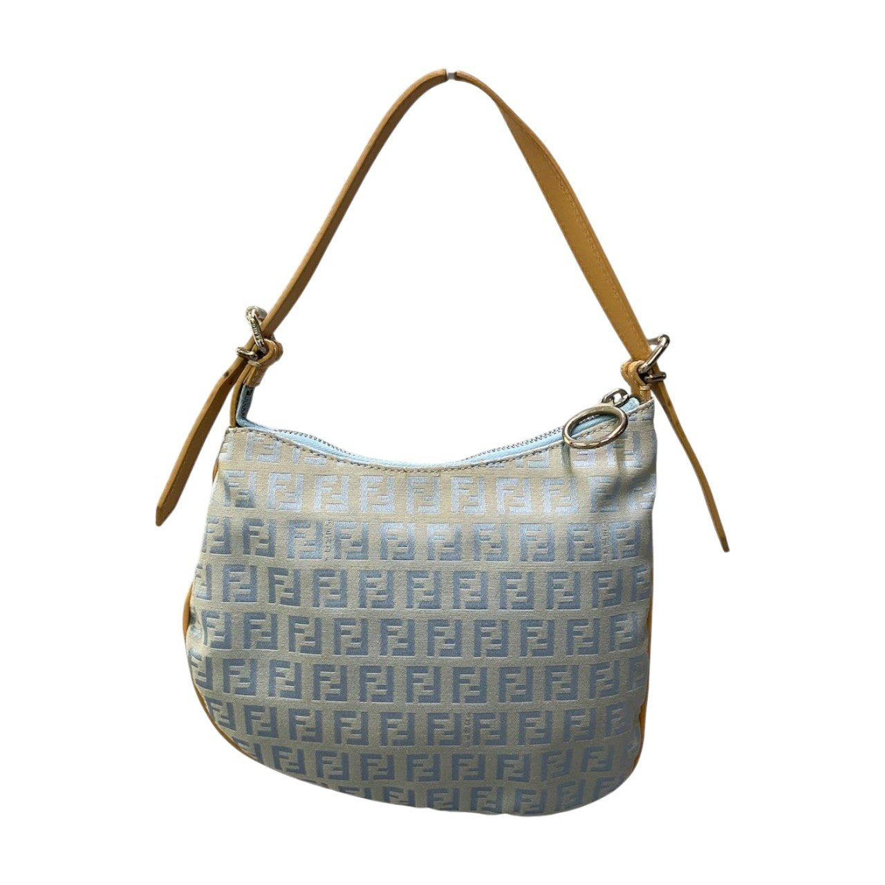Ad2FENDI フェンディ ズッキーノ ハンドバッグ ワンショルダーバッグ ライトブルー レディースu02t